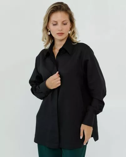 Женская рубашка с универсальным манжетом черная - 8665 от ByME 