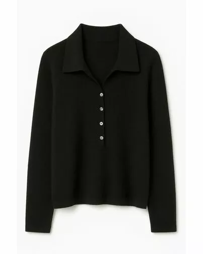 Джемпер с воротником-поло из кашемира чёрный -01B10020 от byME 