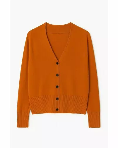Кардиган ярко красно-оранжевый из шерсти мериноса-02А20491 от ByME 