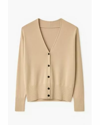 Кардиган бежевый из шерсти мериноса-02А20491 от ByME 