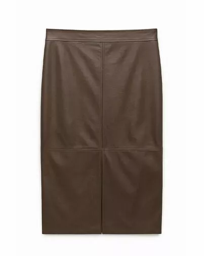 Юбка из экокожи коричневая SK-035018-2 от ByME 