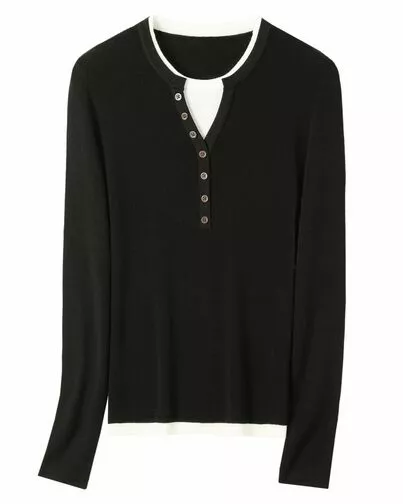 Джемпер черный из шерсти мериноса-JFS07 от byME 