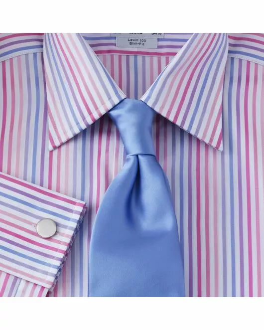 Мужская рубашка под запонки приталенная в полоску - 31468 от  