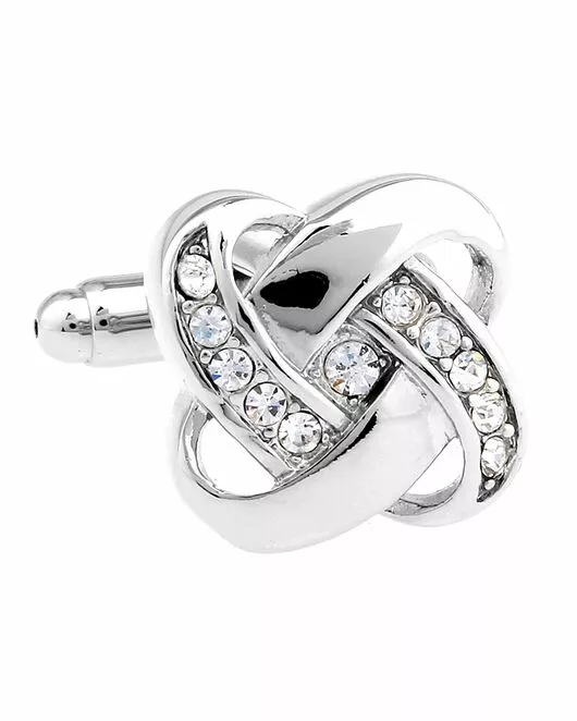 Запонки серебристые с кристаллами  - 171001 от  