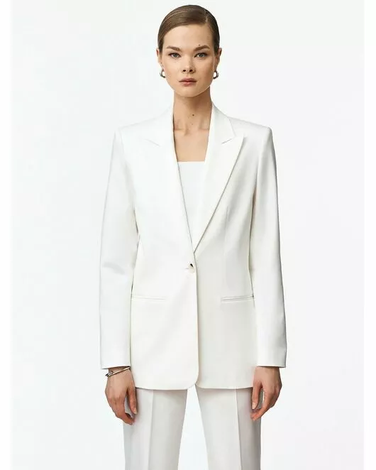 Жакет однобортный белый из смесового хлопка от ByME 