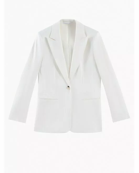 Жакет однобортный белый из смесового хлопка от ByME 