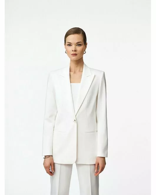 Жакет однобортный белый из смесового хлопка от ByME 