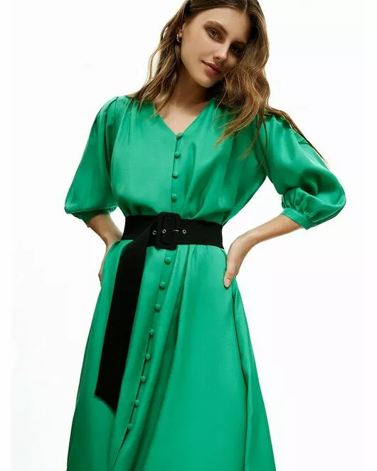 Платье женское на пуговицах зелёное - CA-1-38707_70011-009 от byME 