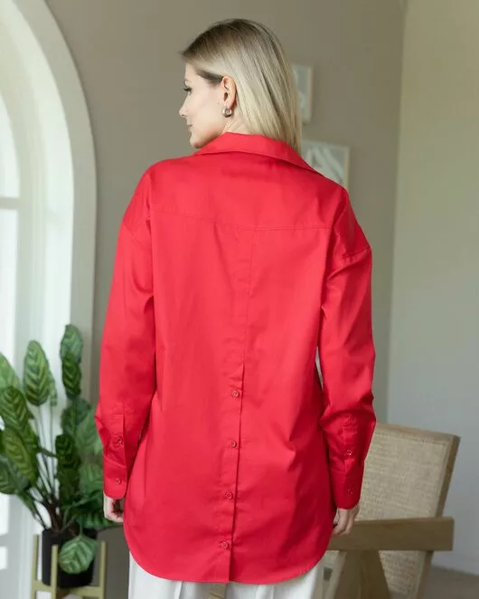 Женская рубашка в оверсайз силуэте красная - 8294 от byME 