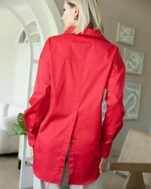Женская рубашка в оверсайз силуэте красная - 8294 от byME 
