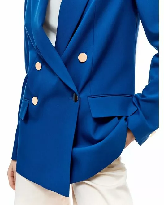 Двубортный прямой жакет васильковый от ByME 