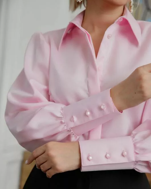 Женская рубашка Non-Iron с супатной застежкой розовая - 8471 от byME 