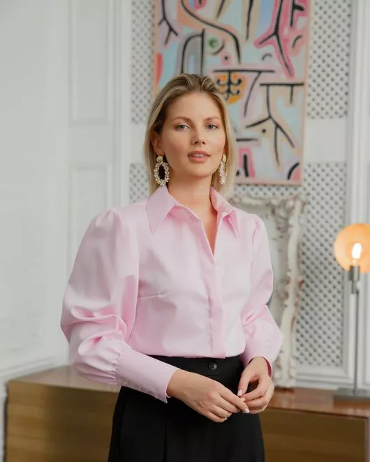 Женская рубашка Non-Iron с супатной застежкой розовая - 8471 от byME 