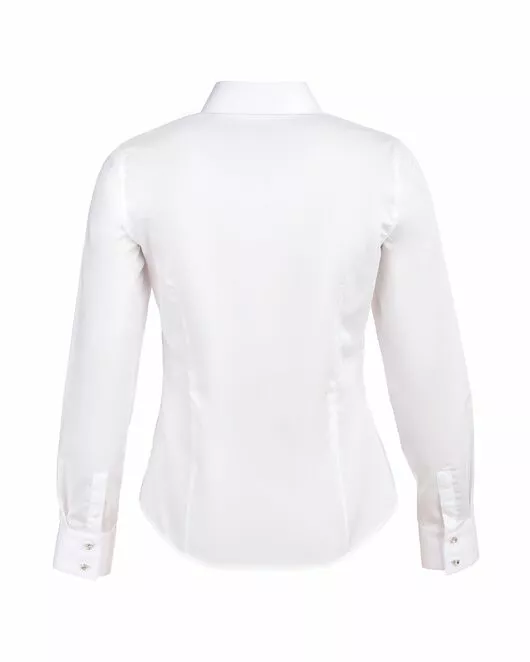 Женская рубашка под пуговицы белая хлопок эластан - 7284 от DoubleCuff 