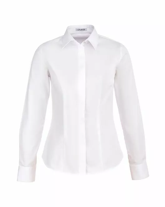 Женская рубашка под пуговицы белая хлопок эластан - 7284 от DoubleCuff 