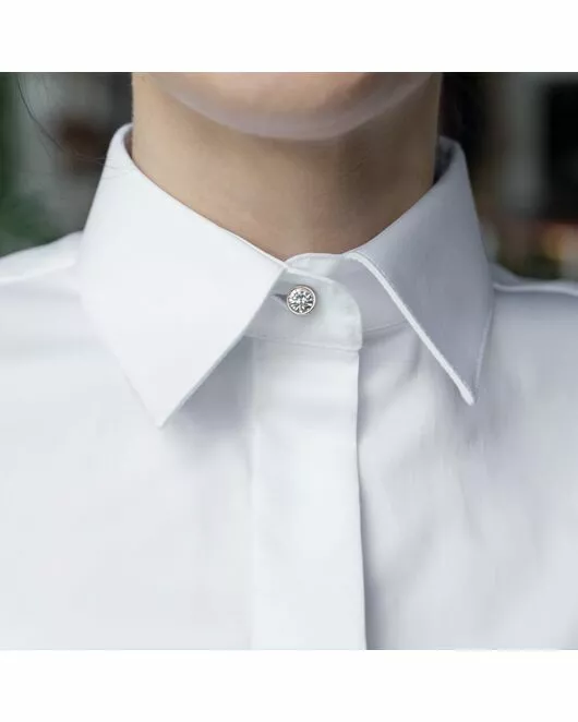 Женская рубашка под пуговицы белая хлопок эластан - 7284 от DoubleCuff 