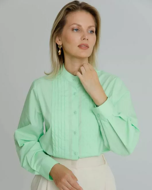 Рубашка женская с манишкой яблочная - 8566 от byME 