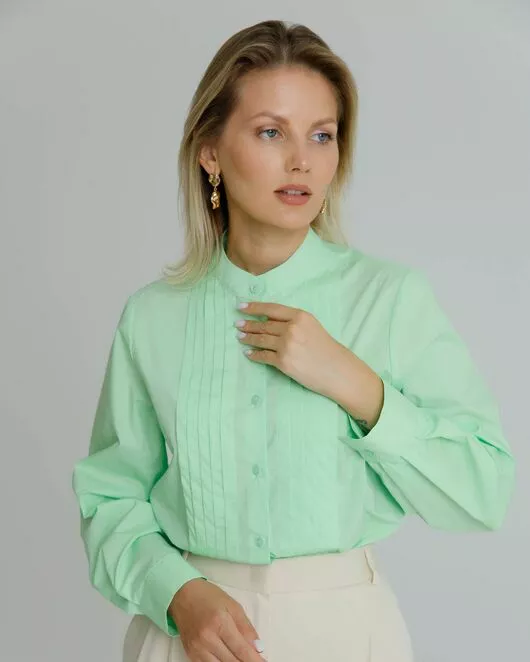 Рубашка женская с манишкой яблочная - 8566 от byME 