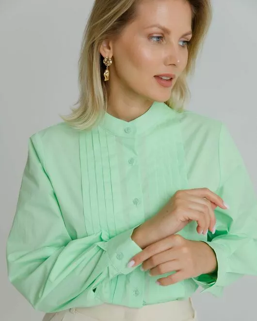 Рубашка женская с манишкой яблочная - 8566 от byME 