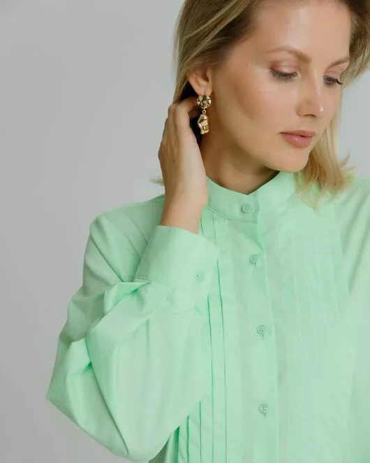 Рубашка женская с манишкой яблочная - 8566 от byME 