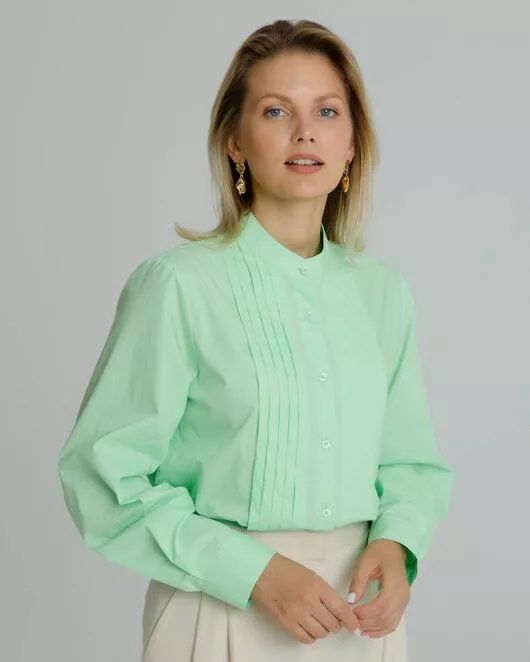 Рубашка женская с манишкой яблочная - 8566 от byME 