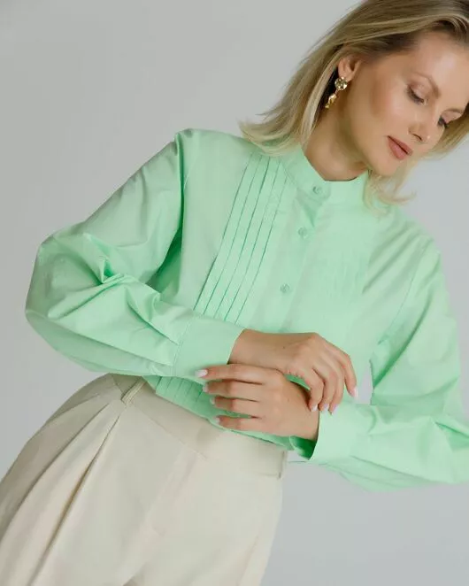 Рубашка женская с манишкой яблочная - 8566 от byME 