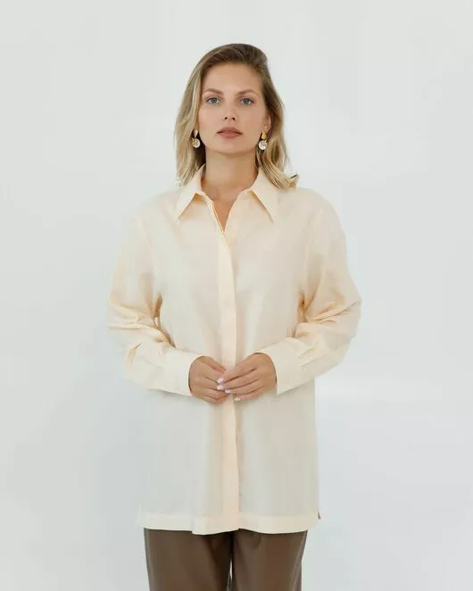 Женская рубашка с универсальным манжетом жёлтая - 8668 от byME 