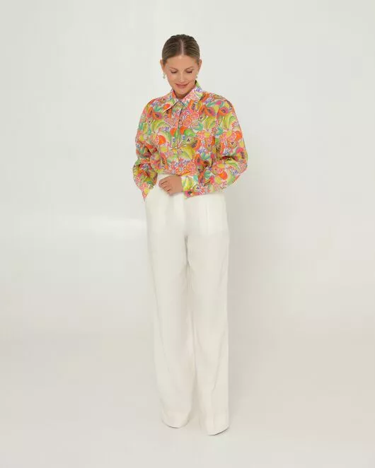 Женская рубашка из крапивы с принтом фруктовое ассорти-8776 от ByME 