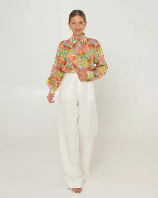 Женская рубашка из крапивы с принтом фруктовое ассорти-8776 от ByME 