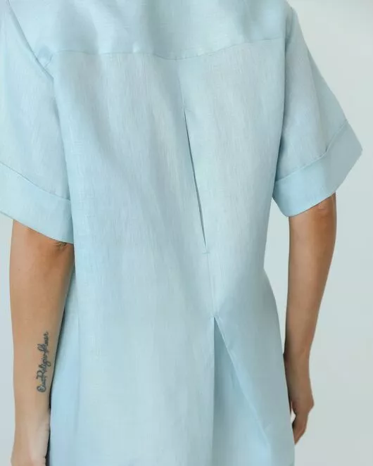 Женска рубашка на запах из льна мятная-8799 от byME 