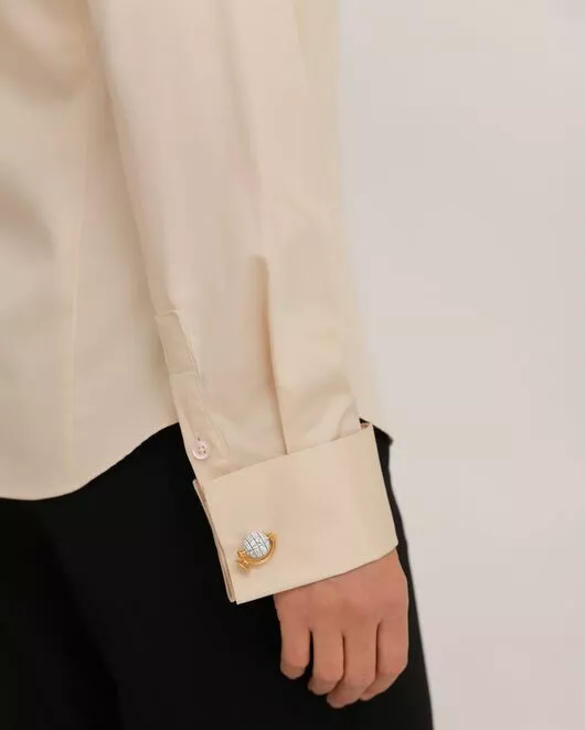 Рубашка хлопковая в бежевом цвете под запонки  8916 от byME 