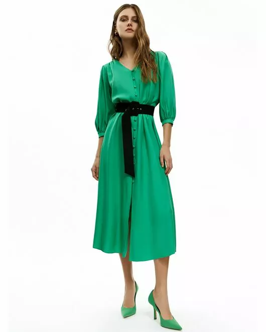 Платье женское на пуговицах зелёное - CA-1-38707_70011-009 от byME 