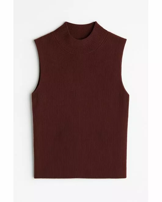 Топ из шерсти мериноса тонкой вязки и шелка Mulberry коричневый-02B2430-brown от ByME 