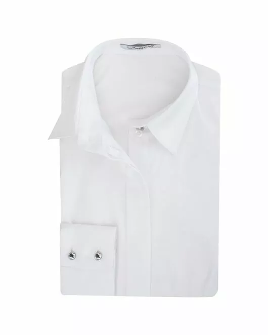 Женская рубашка под пуговицы белая хлопок эластан - 7284 от DoubleCuff 