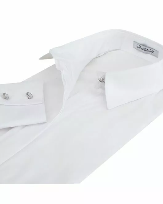 Женская рубашка под пуговицы белая хлопок эластан - 7284 от DoubleCuff 