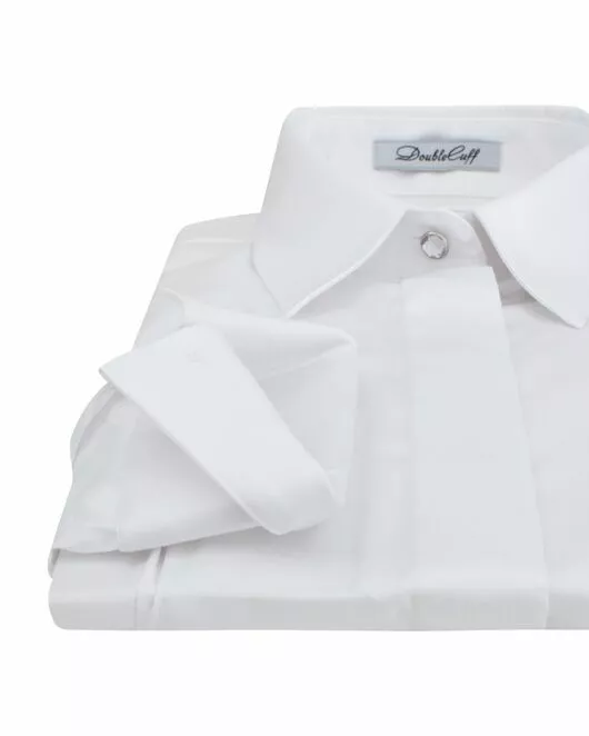Женская рубашка под пуговицы белая хлопок эластан - 7284 от DoubleCuff 