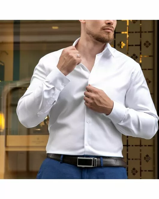 Мужская рубашка под пуговицы белая - 7490 от DoubleCuff 