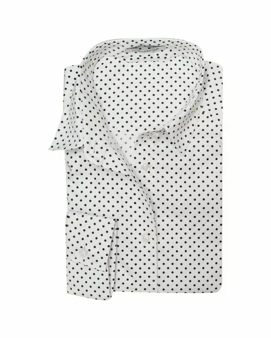 Платье-рубашка белое в горох с поясом прямой силуэт - 7540 от DoubleCuff 