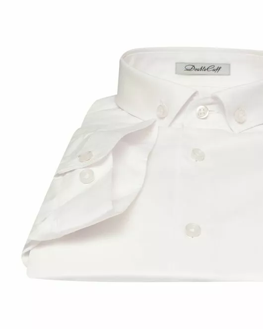 Приталенная мужская рубашка белая короткий рукав - 7562 от Double Cuff 