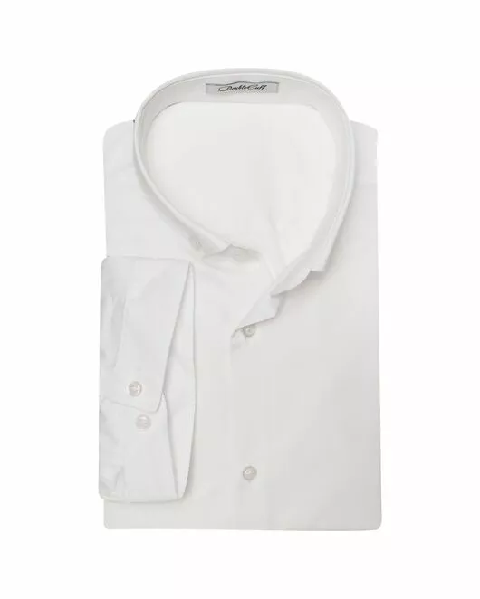 Приталенная мужская рубашка белая короткий рукав - 7562 от Double Cuff 