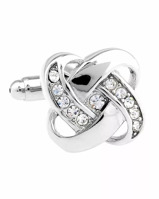 Запонки серебристые с кристаллами  - 171001 от  