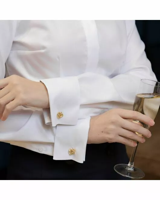 Женская рубашка под запонку приталенная Non-Iron белая - 7731 от DoubleCuff 
