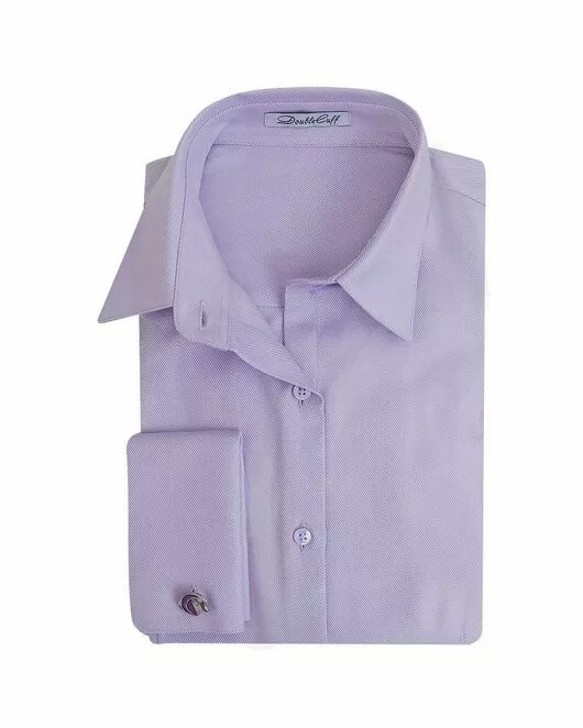 Женская рубашка под запонки фиолетовая Non-Iron - 5113 от DoubleCuff 