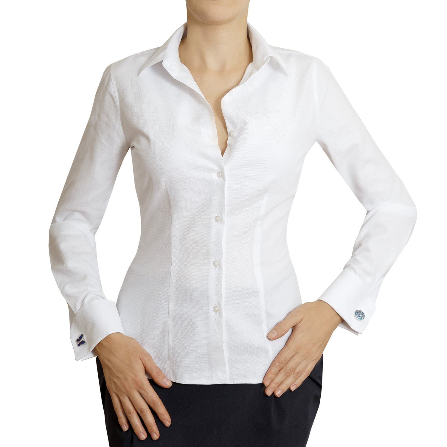 Белая приталенная рубашка женская