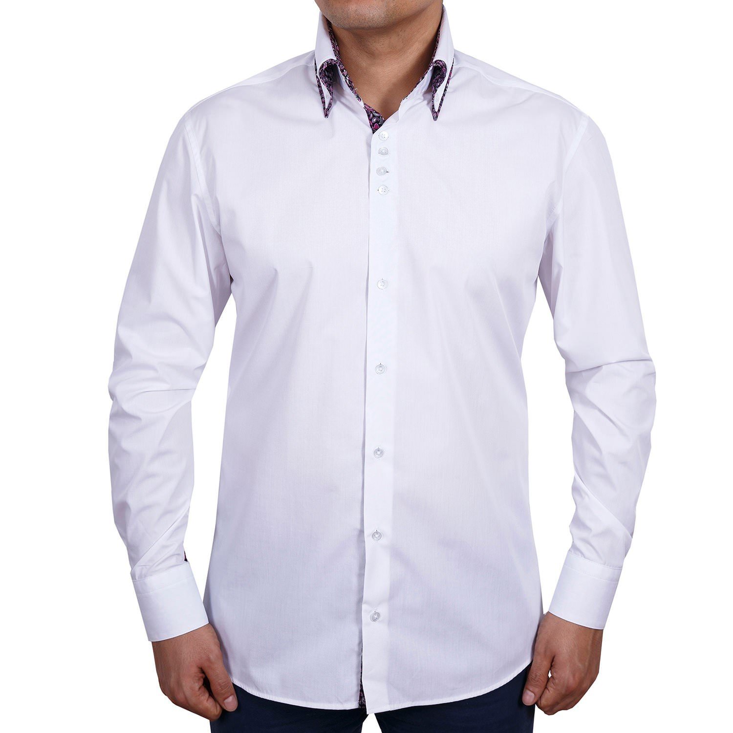 Белая приталенная рубашка мужская