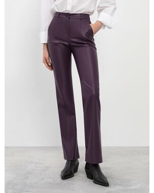 Брюки из экокожи тёмно-баклажановые от byME 