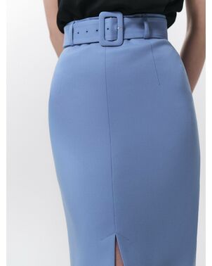 Юбка-карандаш женская со съемным поясом голубая от byME 