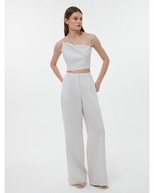 Женские брюки дымчатые из тенсела со льном от Calista 