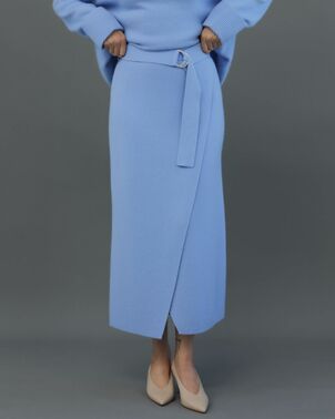 Юбка из шерсти с ангорой в васильковом  цвете от ByME 