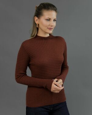 Джемпер из шерсти мериноса тонкой вязки коричневый от byME 